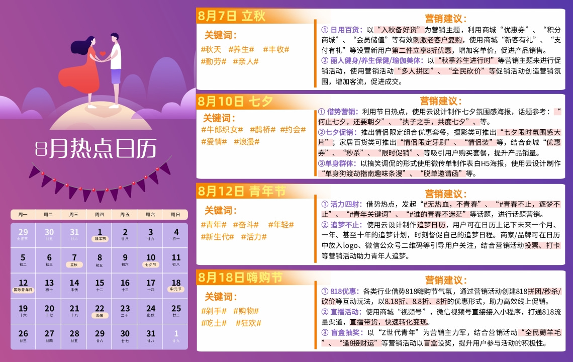 云互動(dòng)系統(tǒng)發(fā)布8月份營(yíng)銷熱點(diǎn)日歷